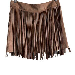 Union Of Angels Women’s Guiliana Faux Suede Fringe Mini Skirt Size M Cowgirl‎